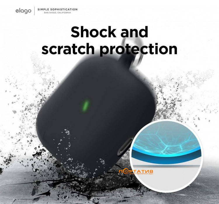 Чехол Elago Liquid Hybrid Case with Keychain Black for Airpods 3rd Gen (EAP3RH-HANG-BK)
