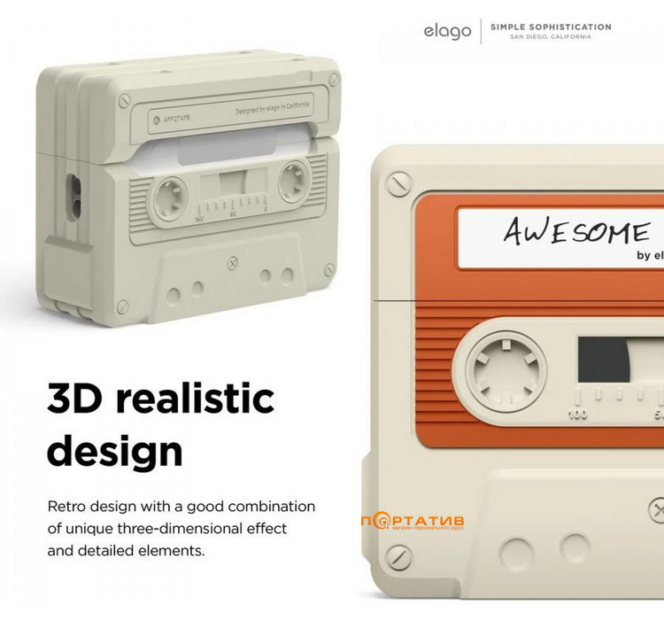 Elago Cassette Tape Case Classic White for Airpods Pro 2nd Gen (EAPP2TAPE-CWHRD+STR-IV)
