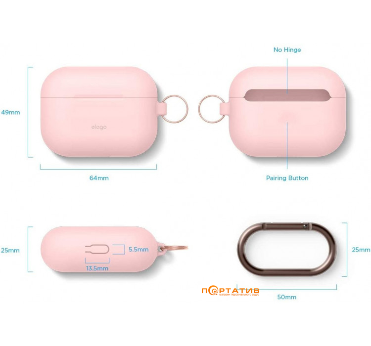 Чохол Elago Hang Original Case for Airpods Pro Pink (EAPPOR-HANG-PK)