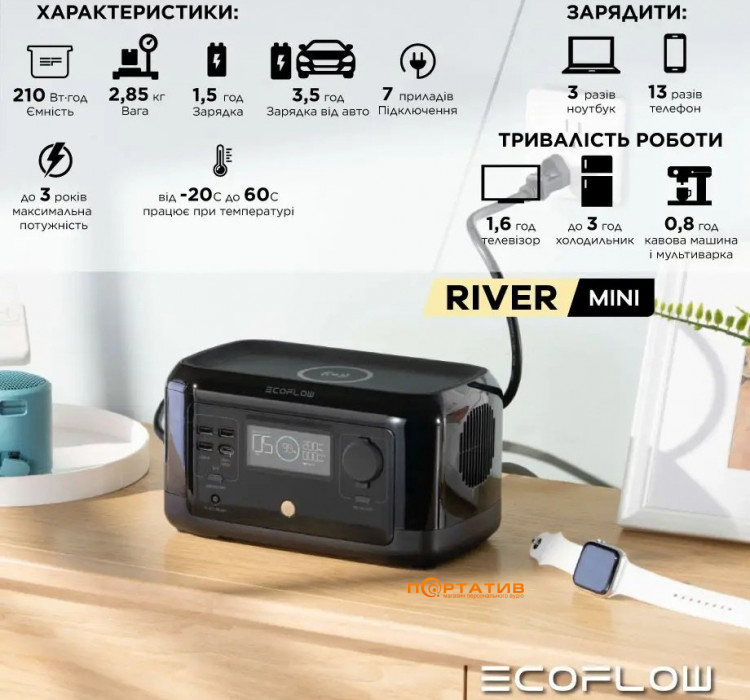 Зарядная станция EcoFlow RIVER mini, 300W/210Wh (RIVERMINI)