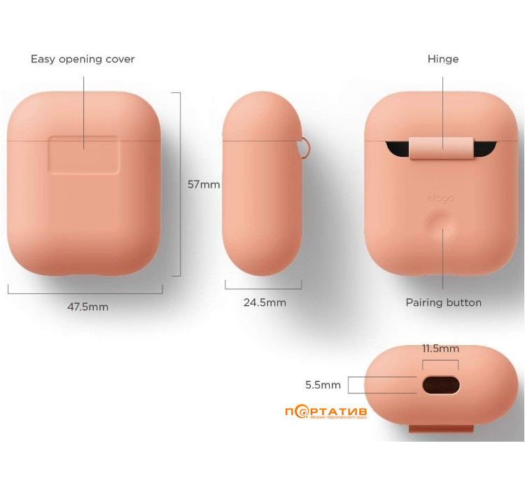 Elago Silicone Case for Airpods Peach (EAPSC-PE)
