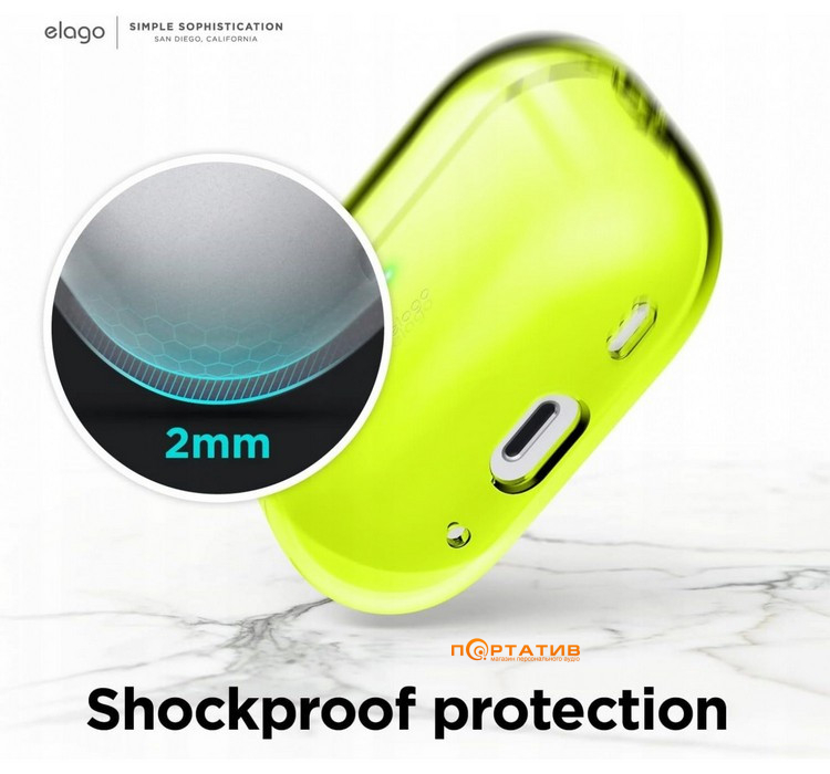 Elago Clear Hang Case Neon Yellow for Airpods Pro 2nd Gen (EAPP2CL-HANG-NYE)