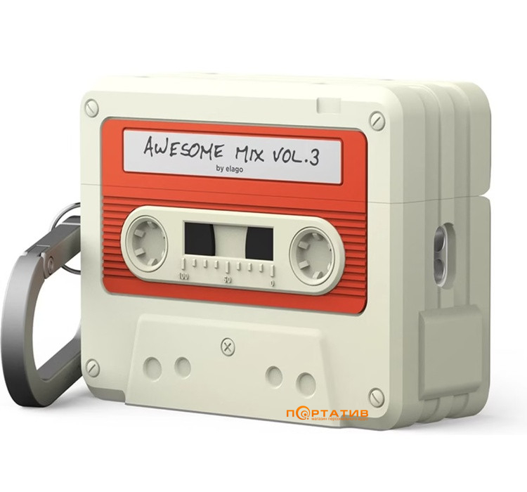 Чехол Elago Cassette Tape Hang Classic White/Red for Airpods Pro 3rd Gen (EAPP3TAPE-HANG-CWHRD)
