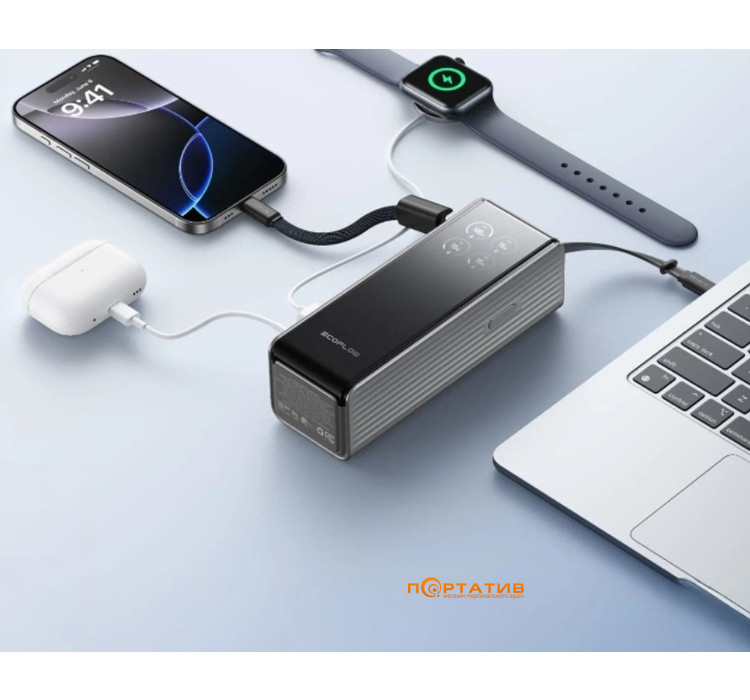 Зовнішній акумулятор EcoFlow RAPID 25000mAh 170W w/Cables Silver (EF-RAPID25K100W-S-EU)