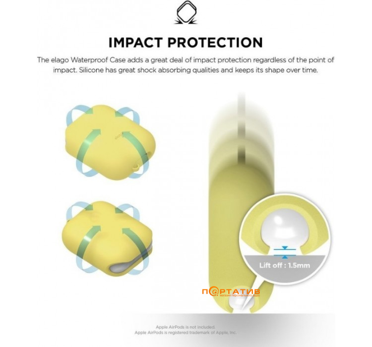 Чохол Elago Waterproof Case for Airpods Creamy Yellow (EAPWF-BA-CYE)