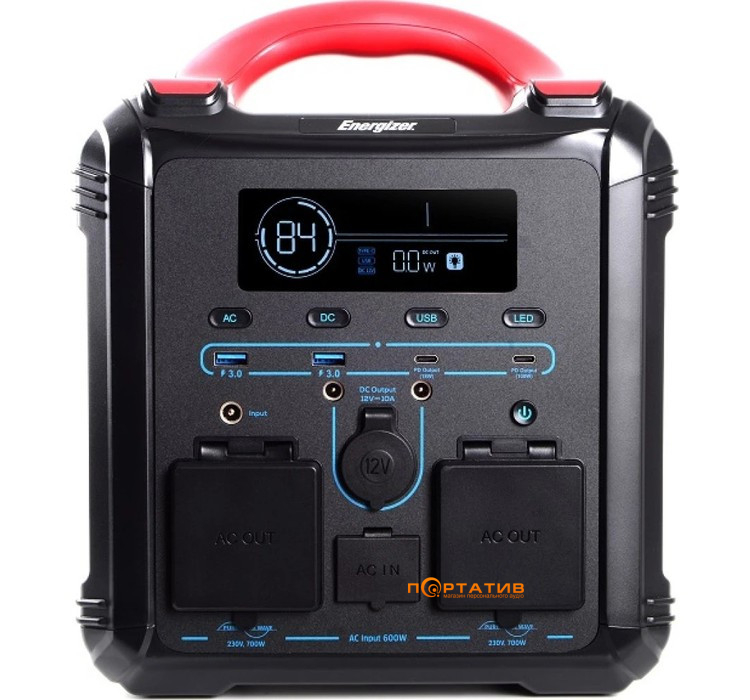 Портативна зарядна станція Energizer PPS550W1F - 551Wh 700W/100W PD/2xUSB/2xDC/1xCar/MPPT