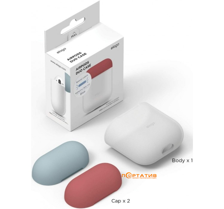 Чохол Elago Duo Case for Airpods Nightglow Blue / Italian Rose / Coral (EAPDO-LUBL-IROCBL)