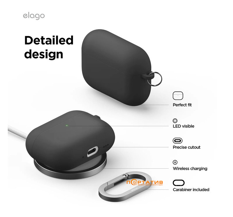 Чехол Elago Liquid Hybrid Hang Case Black for Airpods Pro 3rd Gen (EAPP3RH-HANG-BK)