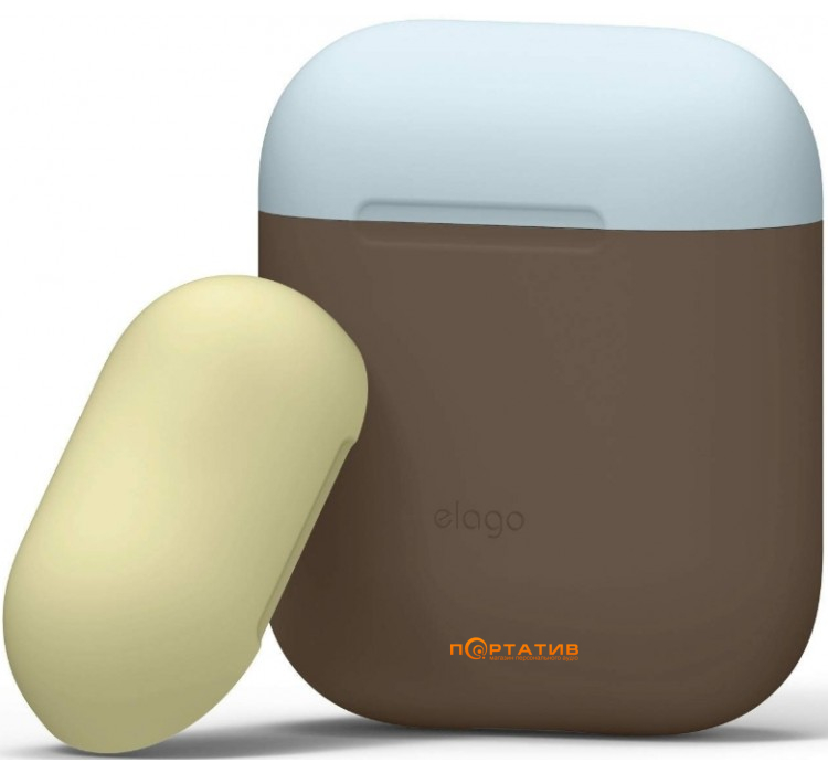 Чохол Elago Duo Case for Airpods Dark Brown / Pastel Blue / Yellow (EAPDO-DBR-YEPBL)