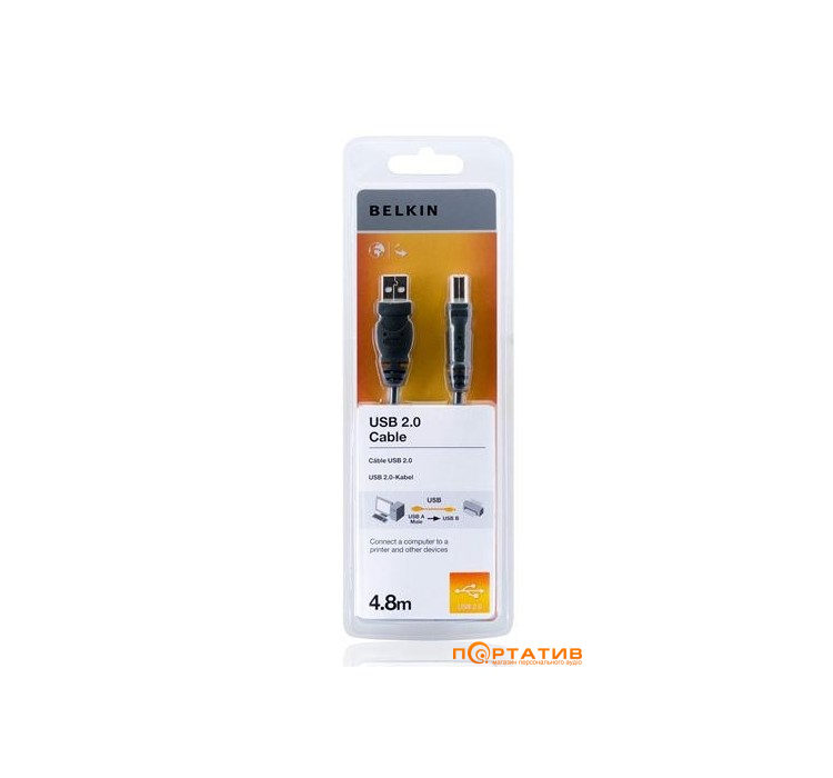 Belkin USB 2.0 (AM/BM) 4.8м black (F3U154CP4.8M)