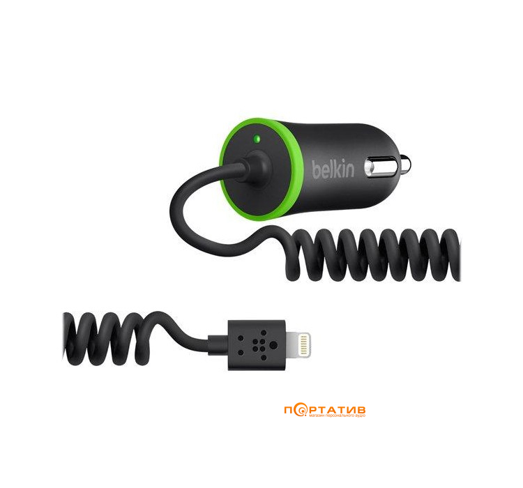 Belkin USB Micro Charger (12V + LIGHTNING сable, USB 2.1Amp), Черный (F8J074btBLK)