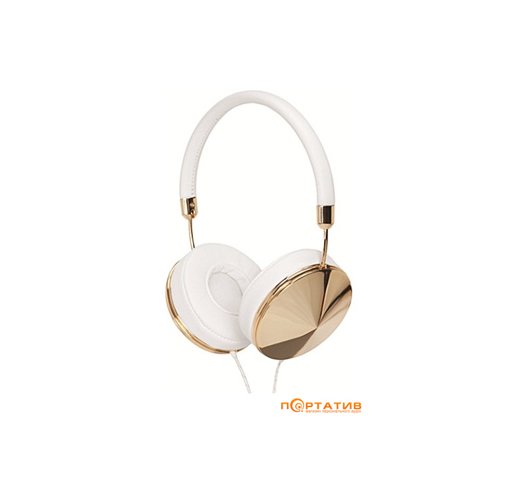 Frends Taylor Over-Ear Headphones Leather White/Polished Gold