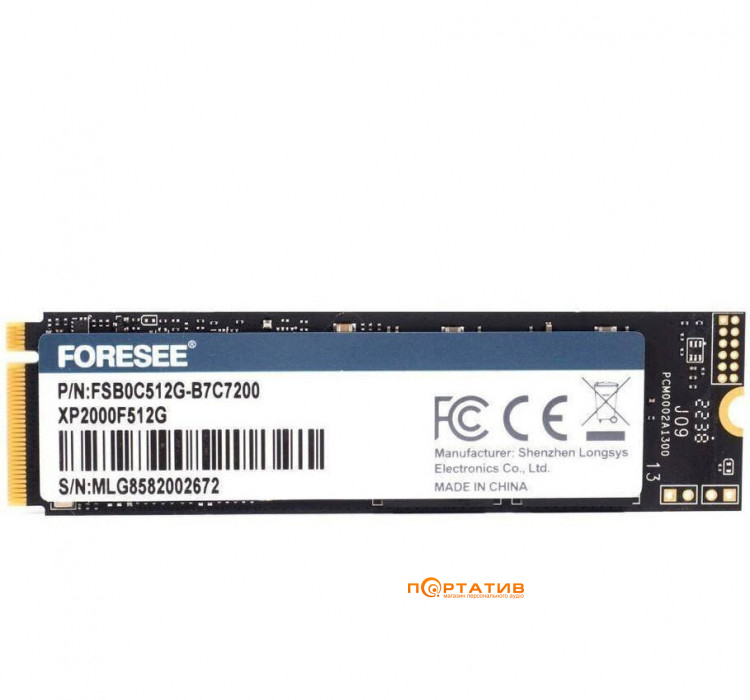 SSD накопитель Foresee SSD 512GB M.2 NVMe (2280) XP2000 (FSB0C512G-B7C7200)
