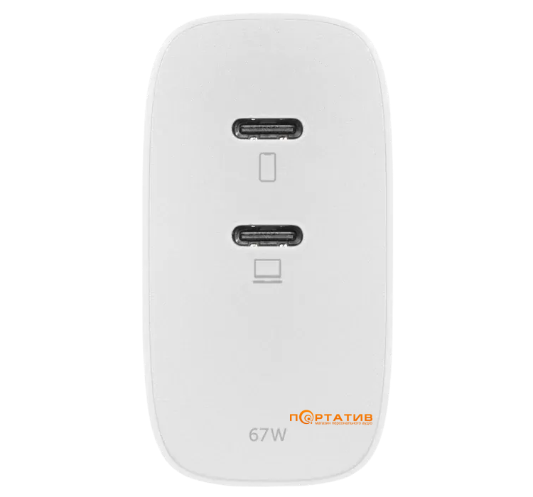 Native Union Fast GaN Charger PD 67W Dual USB-C Port White (FAST-PD67-WHT-INT)
