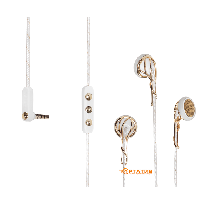 Frends Ella Earbud Headphones White/Polished Gold