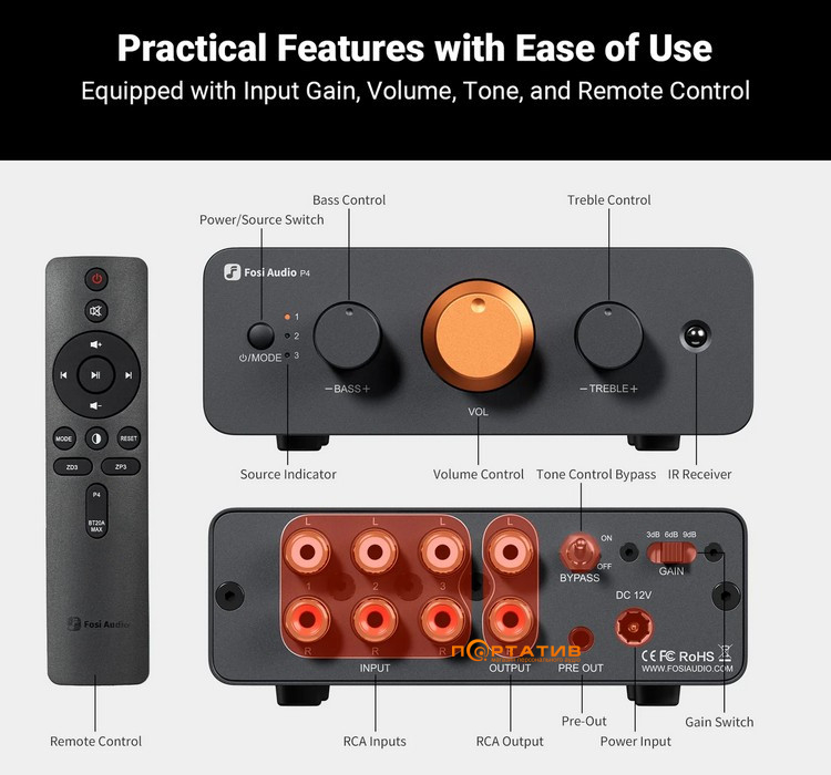 Передпідсилювач Fosi Audio P4