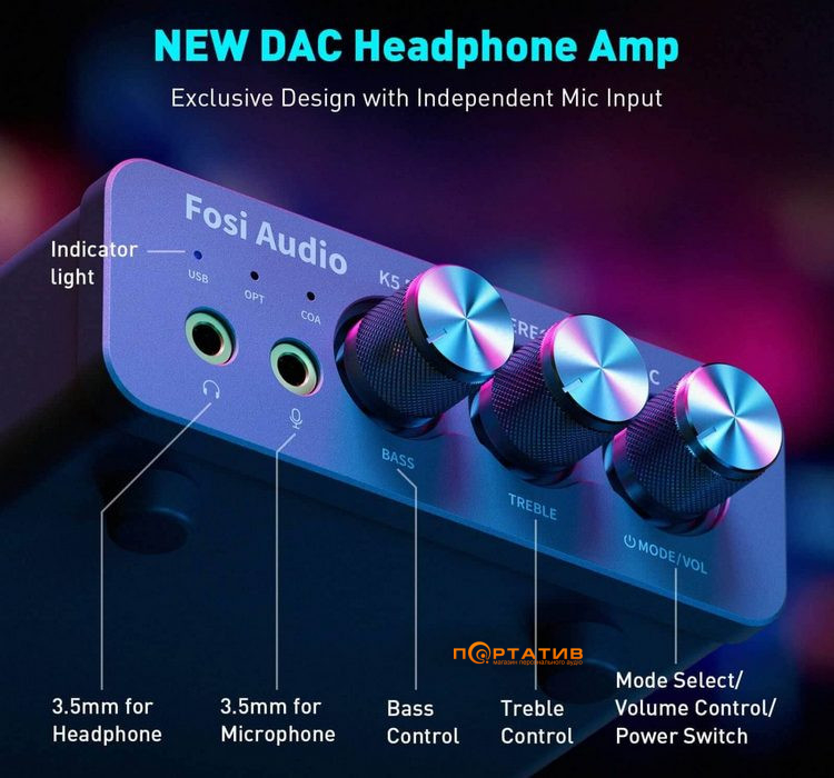 ЦАП с усилителем для наушников Fosi Audio K5 Pro