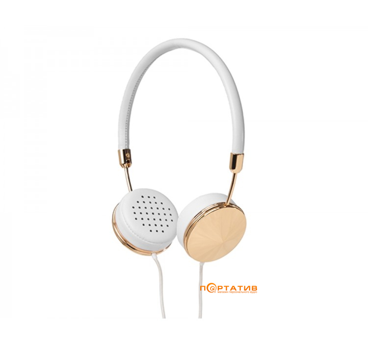 Frends Layla On-Ear Headphones Leather White/Polished Gold