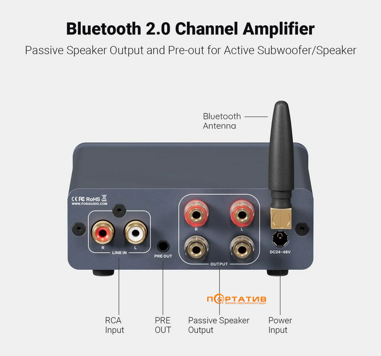 Підсилювач Fosi Audio BT20A PRO Gray 48V