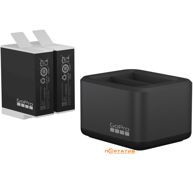 GoPro Dual Battery Charger + Battery Enduro 2 шт для Hero 12, 11, 10, 9 Black (ADDBD-211-EU)