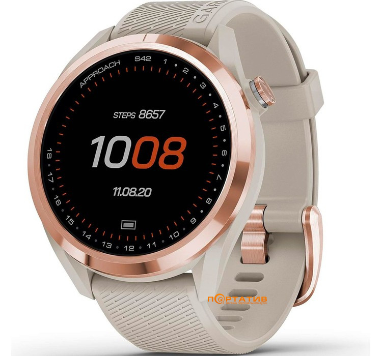 Смарт-часы Garmin Approach S42, Golf, Rose Gold w/ Light Sand (010-02572-02)