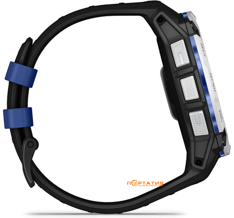 Смарт-часы Garmin Instinct 3 – 50 mm, Solar, Whitestone with black/bolt blue silicone band (010-02935-03)