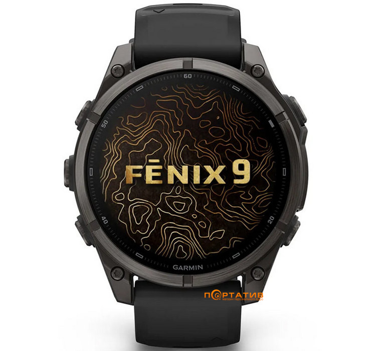 Смарт-годинник Garmin Fenix 9 – 47mm, Carbon Grey DLC Titanium with Black Silicone Band (010-04762-11)