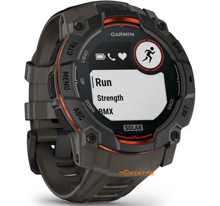 Смарт-годинник Garmin Instinct 3, 50mm, Solar, Black Bezel with Charcoal Band (010-02935-00)