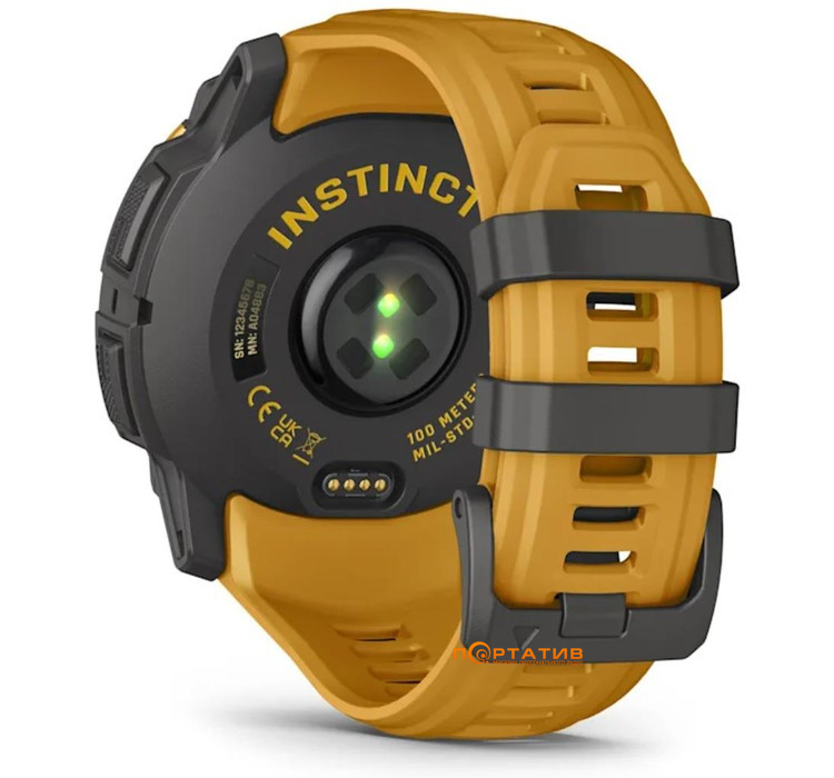 Смарт-часы Garmin Instinct 3 – 50 mm, Solar, Sunburst with sunburst/grey silicone band (010-02935-02)