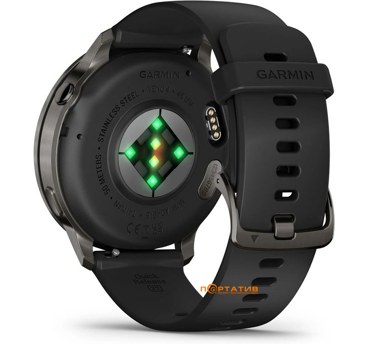 Смарт-годинник Garmin Venu 4 - 45 mm, Slate bezel with black silicone band (010-03014-00)