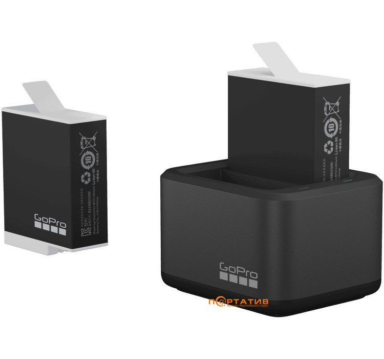 GoPro Dual Battery Charger + Battery Enduro 2 шт для Hero 12, 11, 10, 9 Black (ADDBD-211-EU)