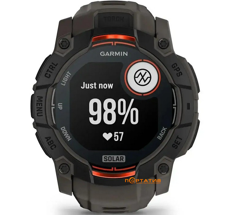 Смарт-годинник Garmin Instinct 3, 50mm, Solar, Black Bezel with Charcoal Band (010-02935-00)