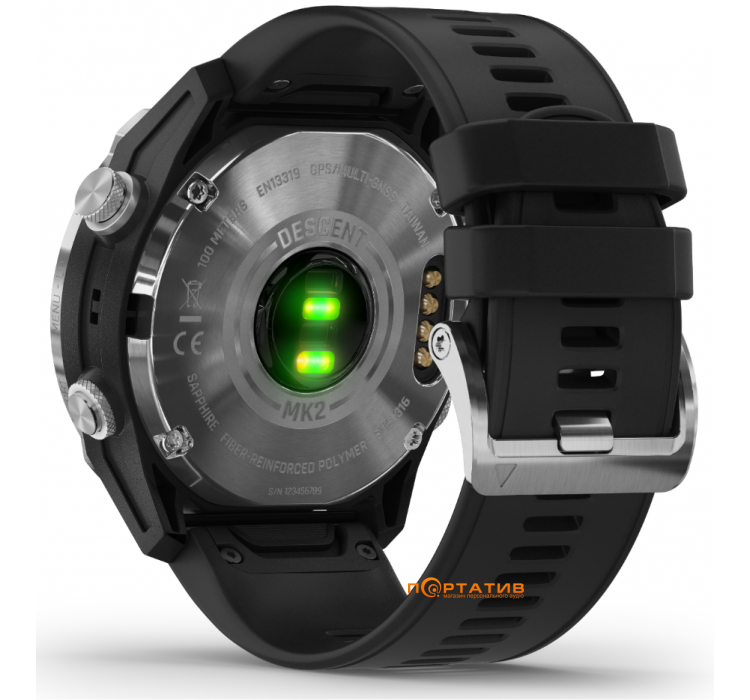 Смарт-годинник Garmin Descent Mk2 Stainless Steel with Black Band (010-02132-10)