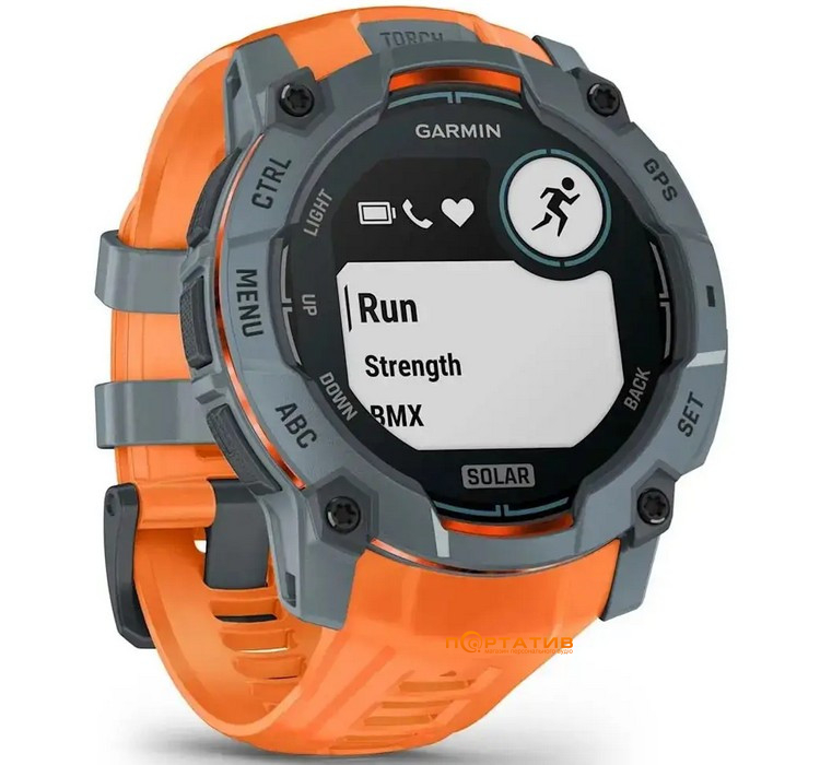 Смарт-годинник Garmin Instinct 3, 50mm, Solar, Spark Orange Bzl w/Spark Orange Bnd (010-02935-01)