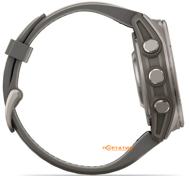Смарт-годинник Garmin Fenix 9 – 43mm, Titanium with Pebble Grey Silicone Band (010-04761-11)