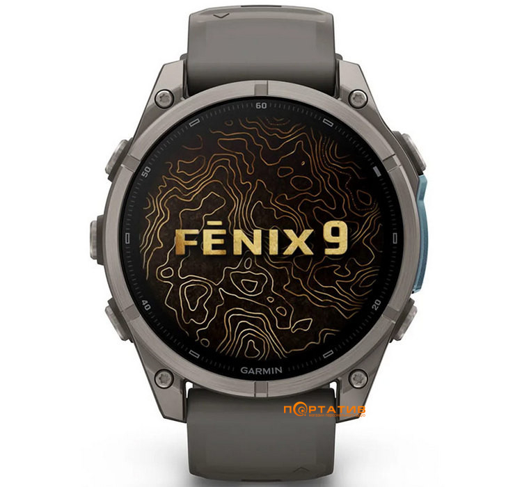 Смарт-годинник Garmin Fenix 9 – 47mm, Titanium with Pebble Grey Silicone Band (010-04762-01)