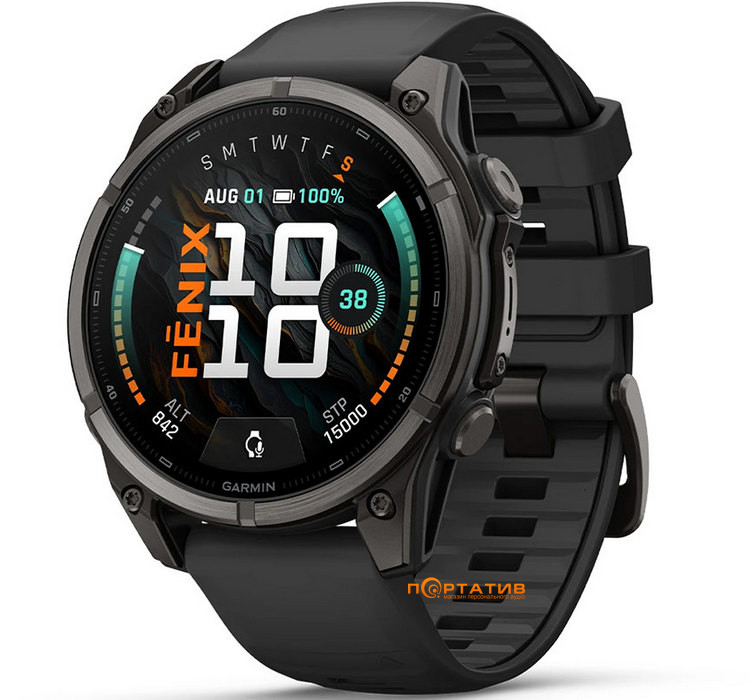 Смарт-годинник Garmin Fenix 9 – 47mm, Carbon Grey DLC Titanium with Black Silicone Band (010-04762-11)