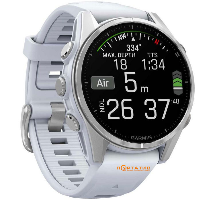 Смарт-часы Garmin Fenix 8 43 mm AMOLED Silver with Whitestone Silicone Band (010-02903-00)