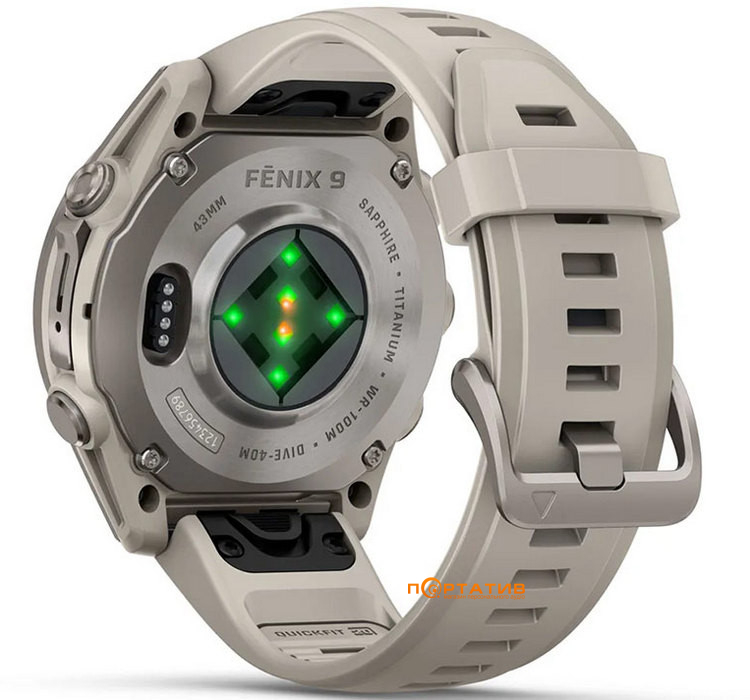 Смарт-годинник Garmin Fenix 9 – 43mm, Titanium with Fog Grey Silicone Band (010-04761-01)