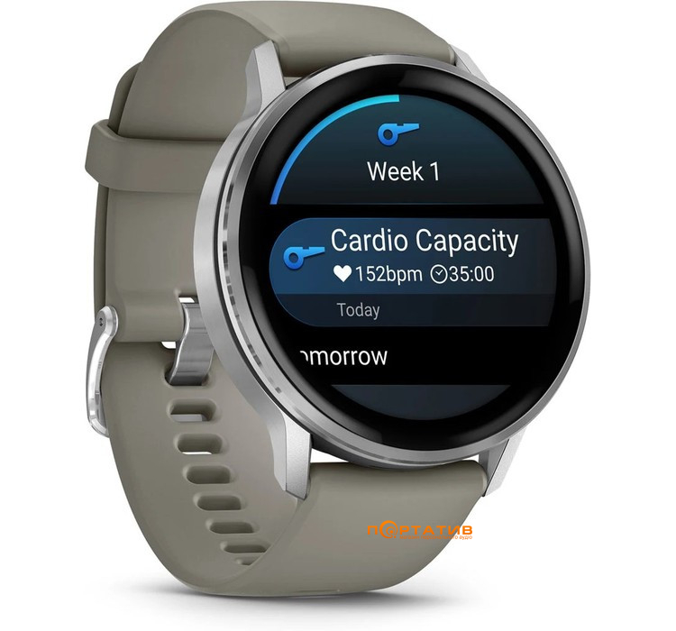 Смарт-часы Garmin Venu 4 - 45 mm, Silver bezel with silver gray silicone band (010-03014-01)