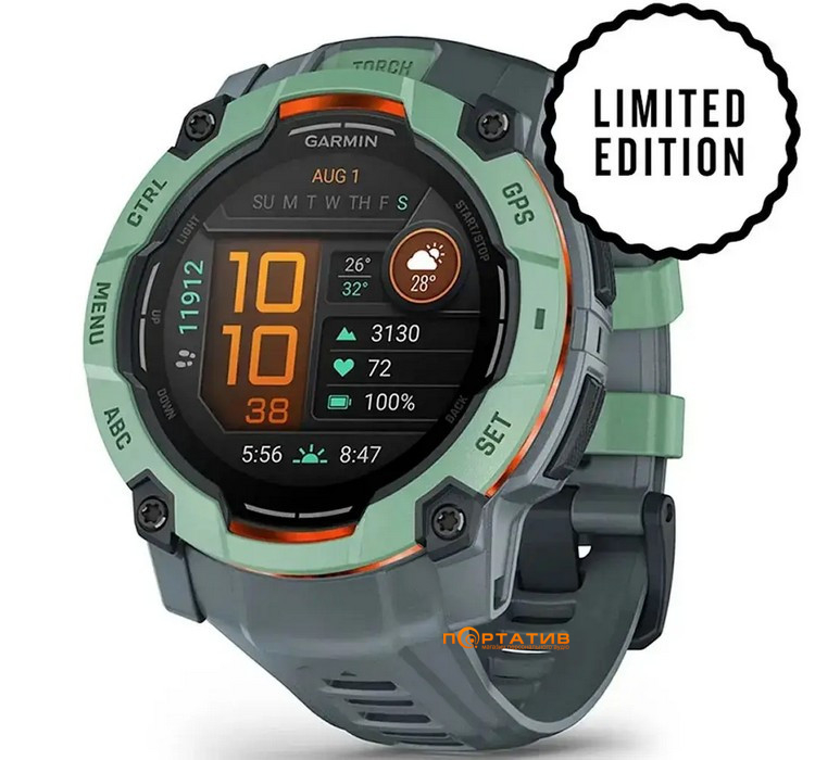 Смарт-годинник Garmin Instinct 3, 50mm, AMOLED, Neotropic Bezel with Twilight Band (010-03020-01)