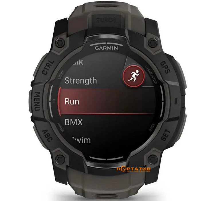 Смарт-годинник Garmin Instinct 3, 50mm, AMOLED, Black Bezel with Charcoal Band (010-03020-00)
