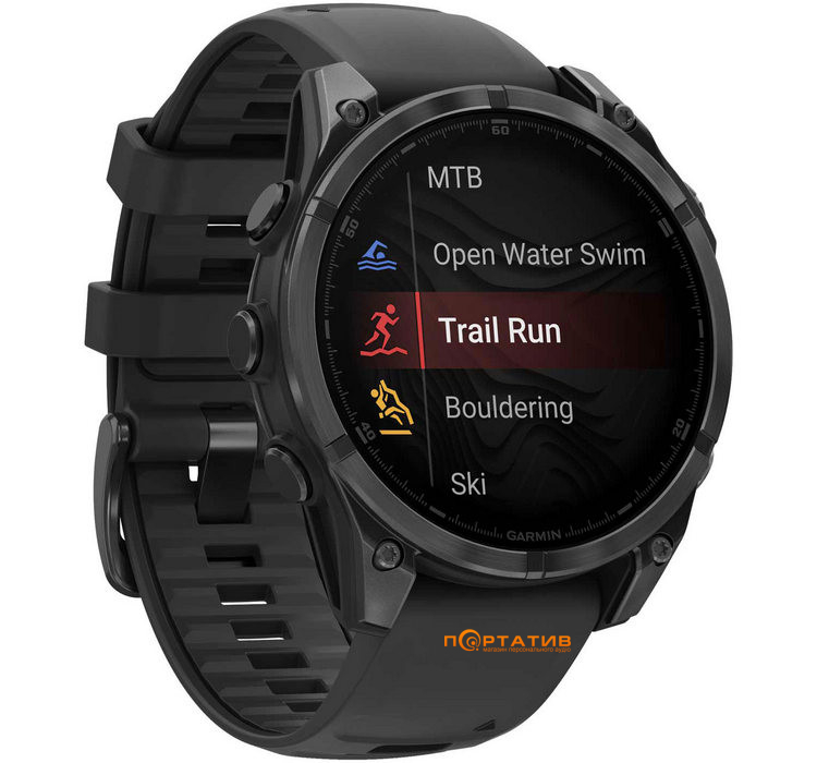 Смарт-годинник Garmin Fenix 8 47 mm AMOLED Slate grey with Black silicone band (010-02904-00)