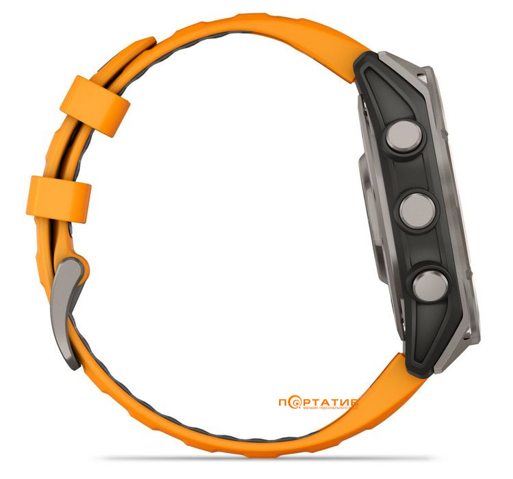 Смарт-часы Garmin Fenix 8 47 mm AMOLED Sapphire, Titanium with Spark orange/graphite silicone band (010-02904-11)