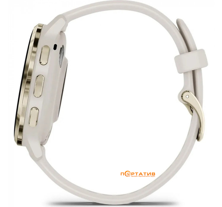 Garmin Venu 3S Soft Gold Stainless Steel Bezel with Ivory Case and Silicone Band (010-02785-04)