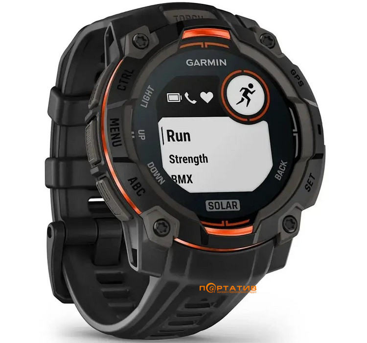 Смарт-годинник Garmin Instinct 3, 45mm, Solar, Black Bezel with Black Band (010-02934-00)