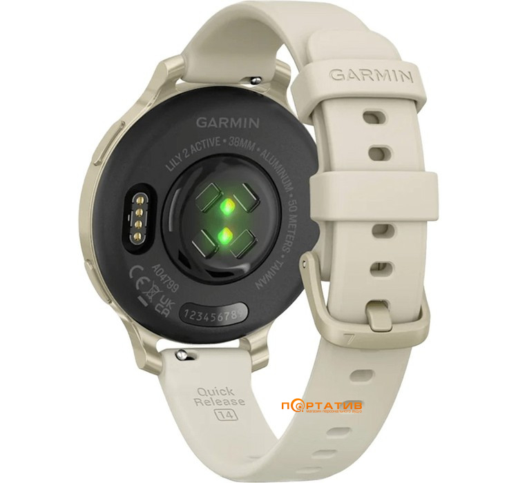 Смарт-годинник Garmin Lily 2 Active Lunar Gold with Bone Silicone Band (010-02891-00)