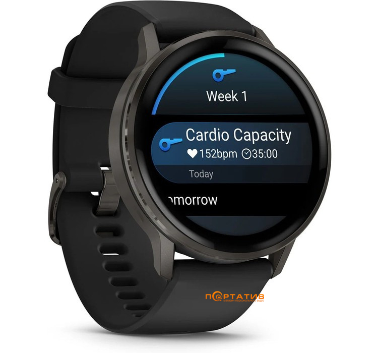 Смарт-годинник Garmin Venu 4 - 45 mm, Slate bezel with black silicone band (010-03014-00)