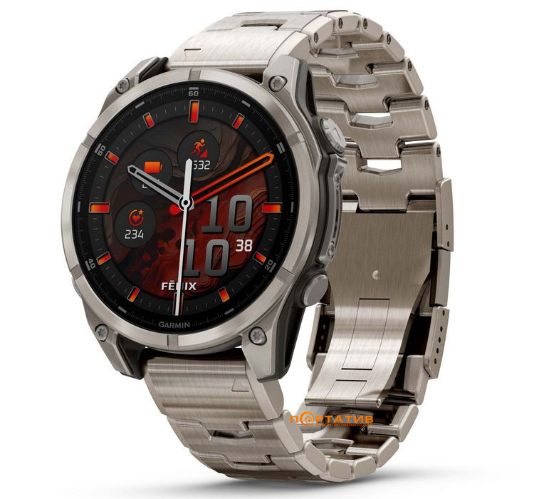 Смарт-годинник Garmin Fenix 8 47 mm AMOLED Sapphire, Titanium with Vented titanium bracelet (010-02904-40)