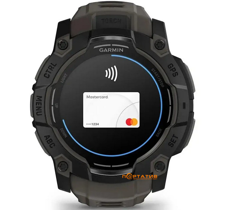 Смарт-годинник Garmin Instinct 3, 50mm, AMOLED, Black Bezel with Charcoal Band (010-03020-00)